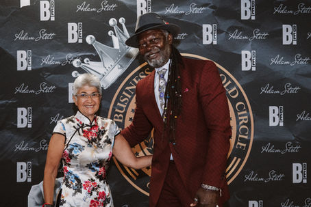 Kim Rix with Levi Roots at Gold Circle