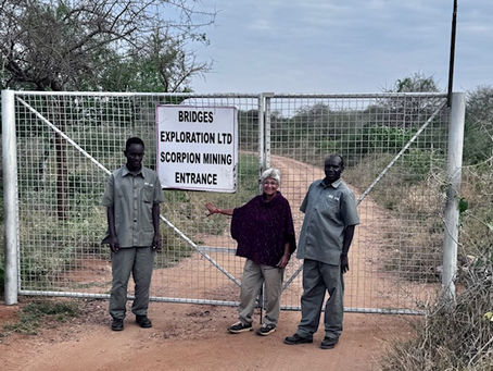 Kim Rix at entrance to Scorpion Mine, Kenya