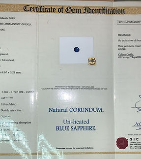 Gemmological Lab Certificate