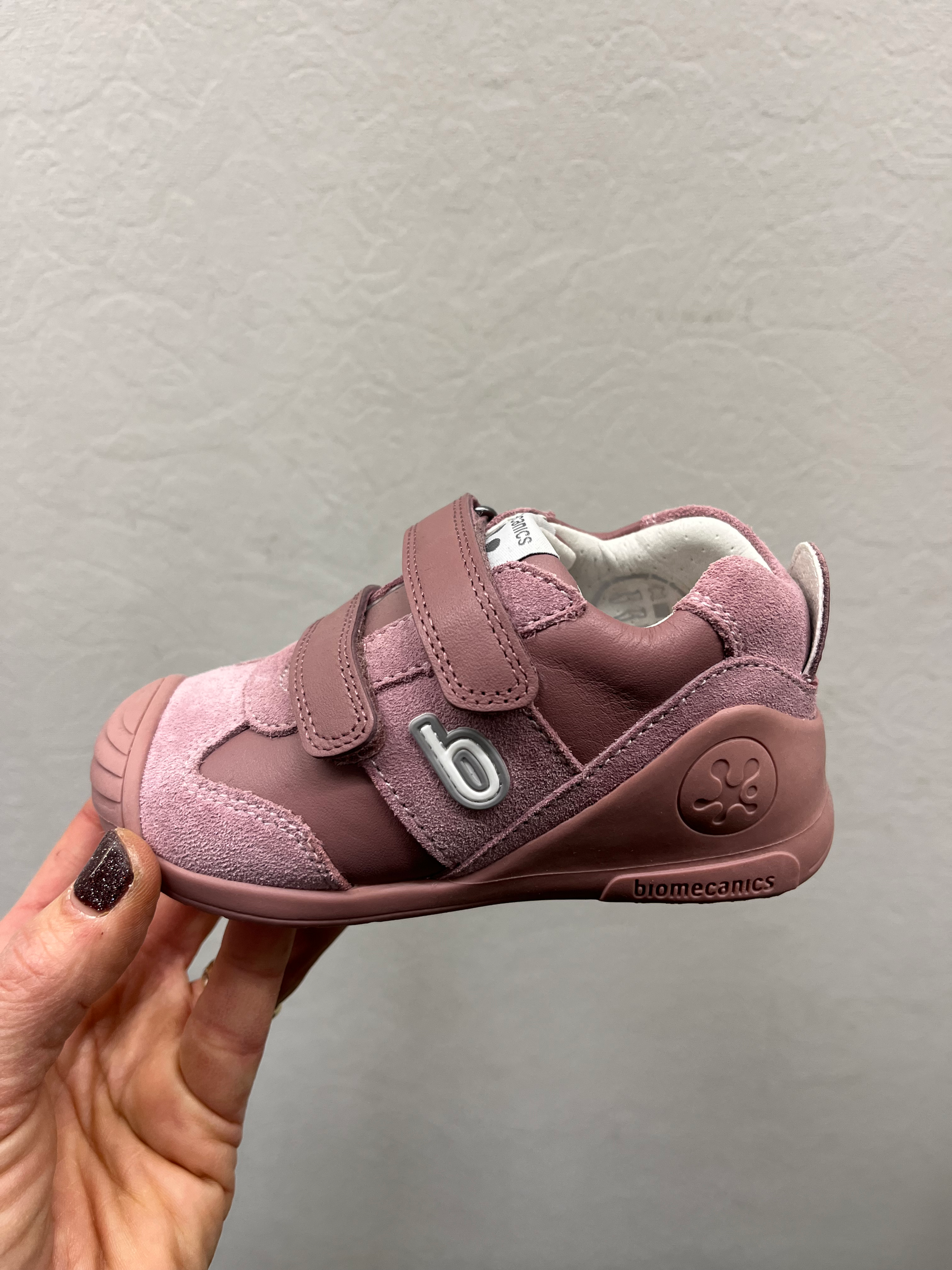 Roze-paarse eerste stappers met velcro en beschermtop