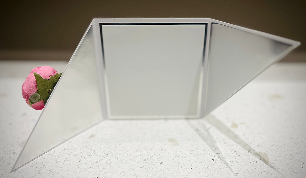Thumbnail: Silver and Pink Rose Diagonal Card