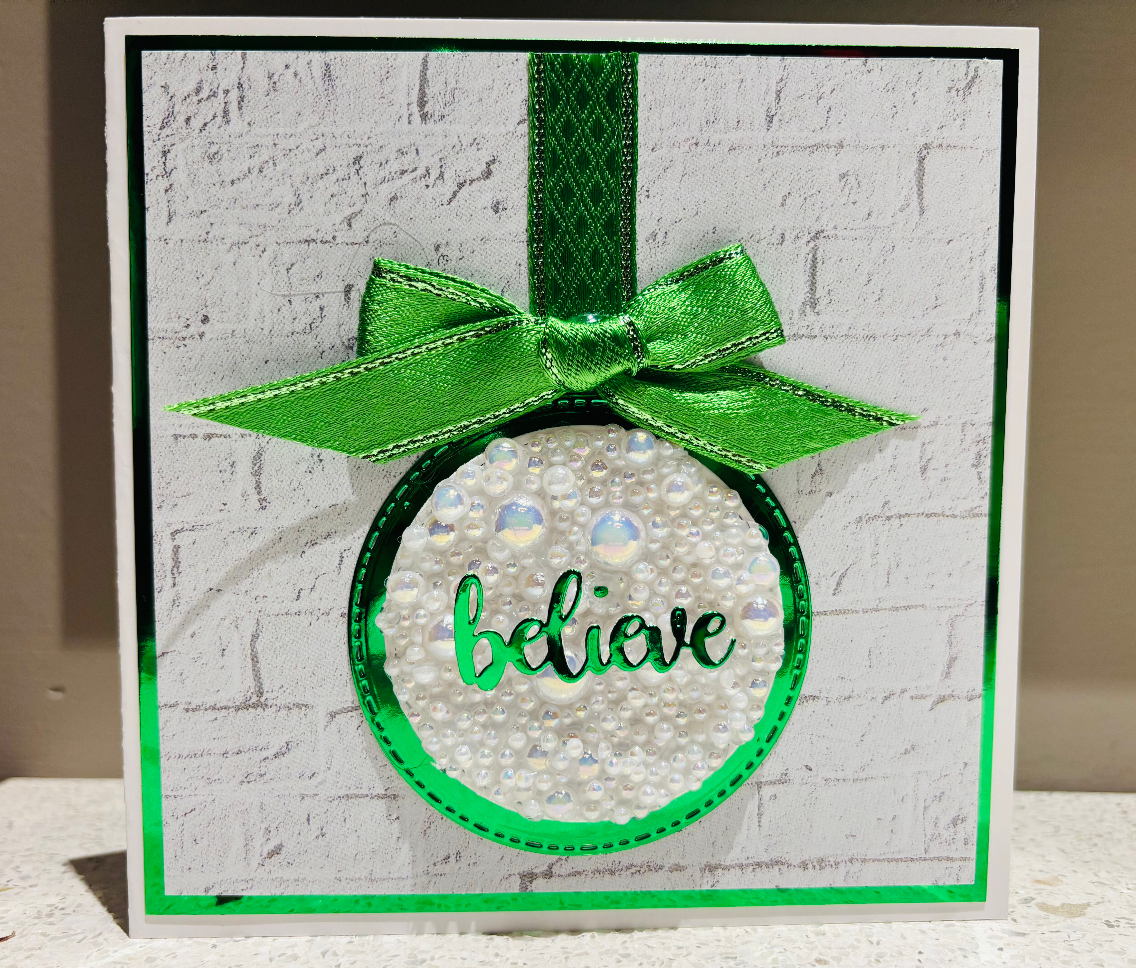 Believe Shimmering Ornament Card