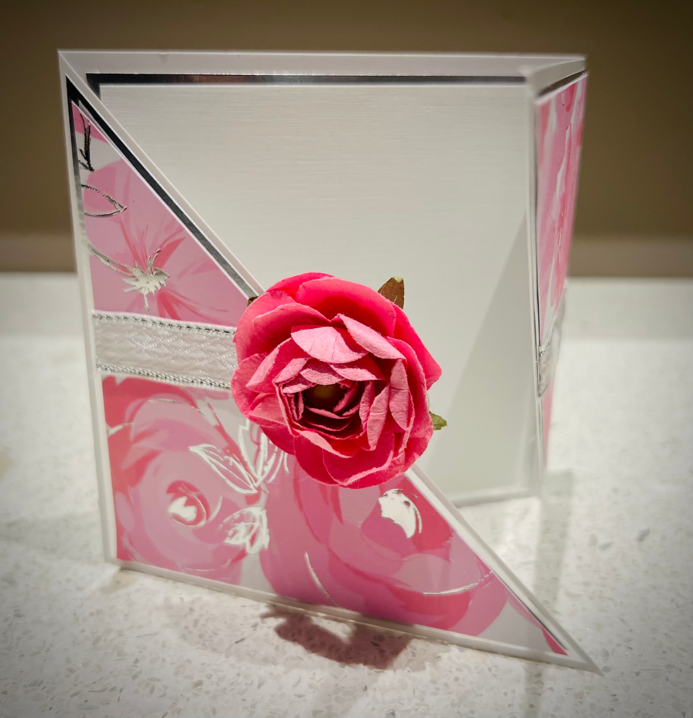 Thumbnail: Silver and Pink Rose Diagonal Card