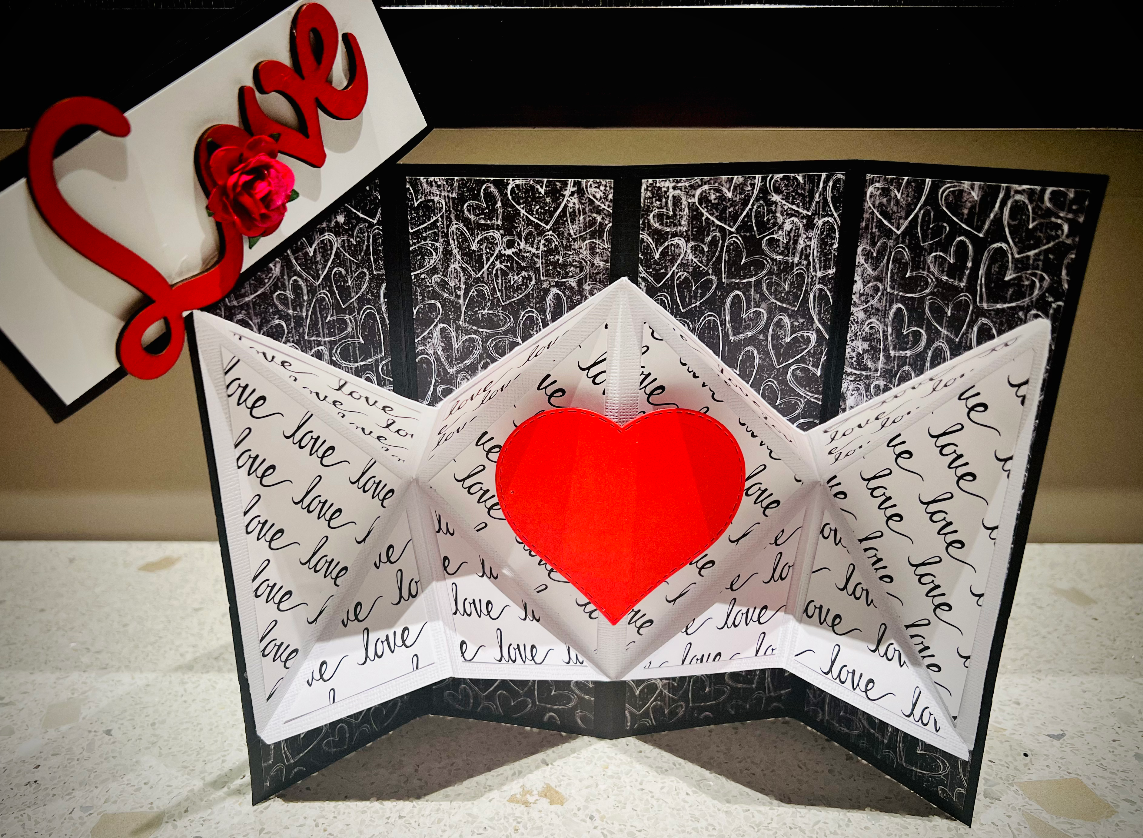 "Love" Red Heart Explosion Card