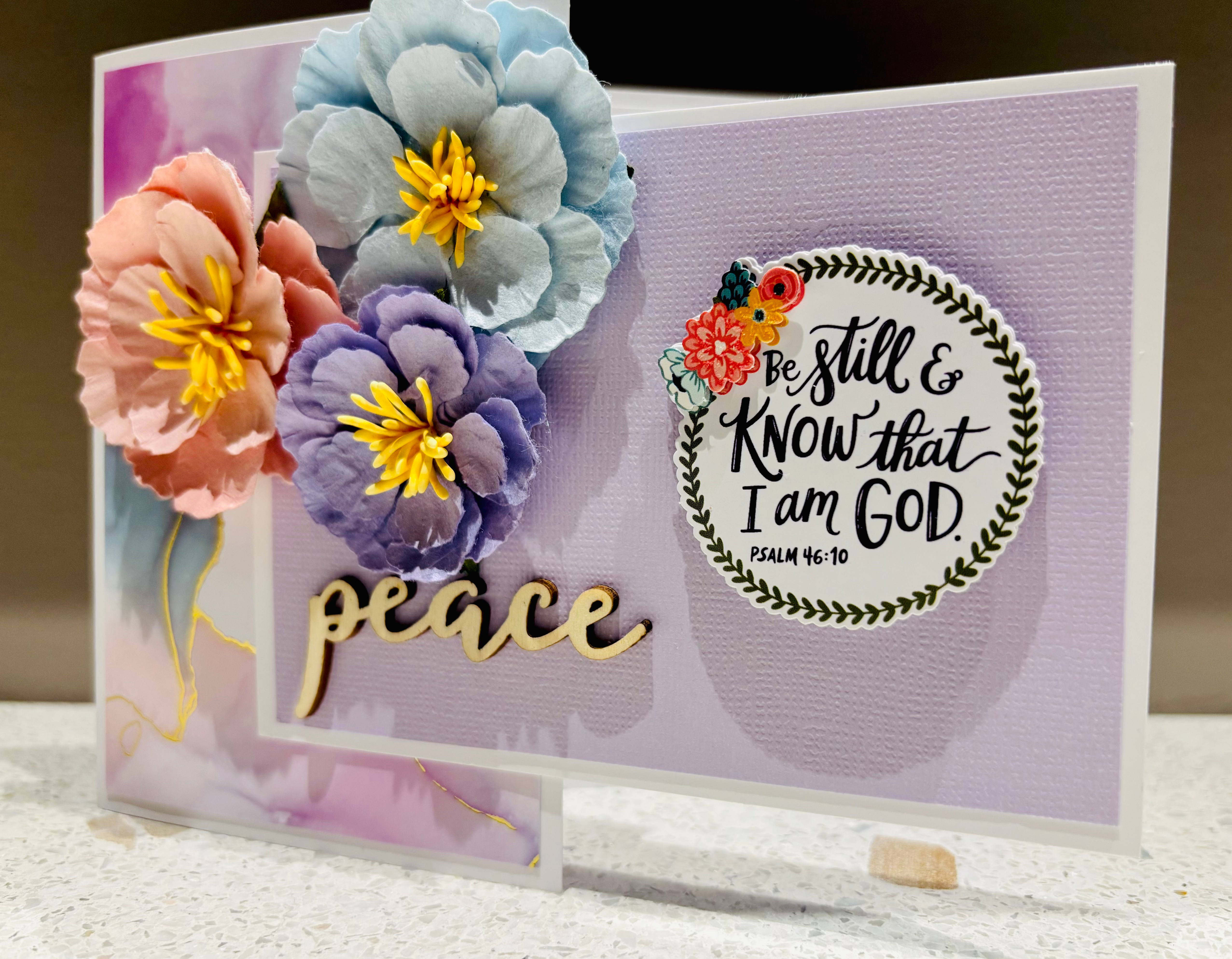PEACE Be still and know swing door card