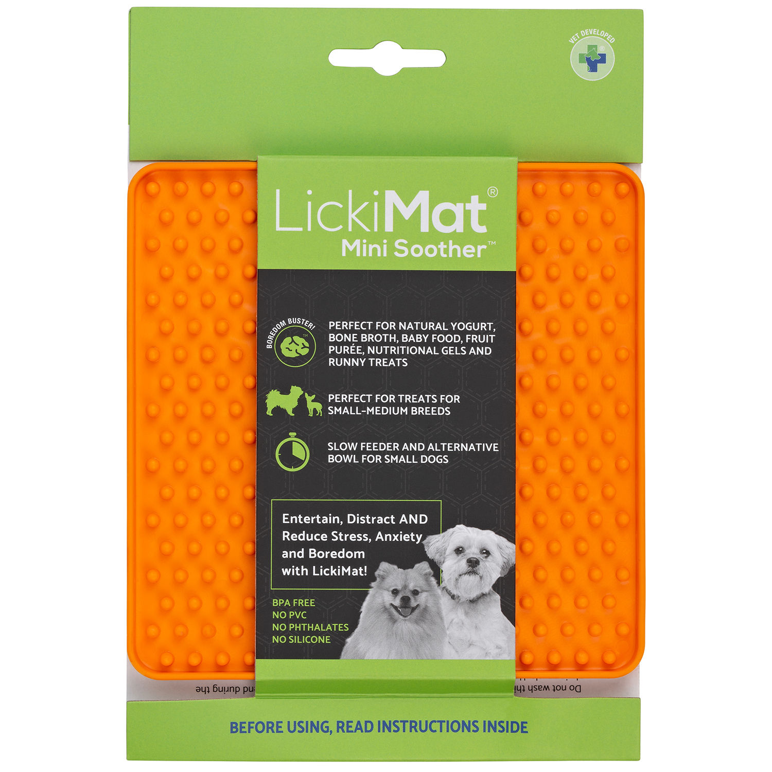 Lickimat Mini Soother Boredom Buster Orange - Good for Anxiety