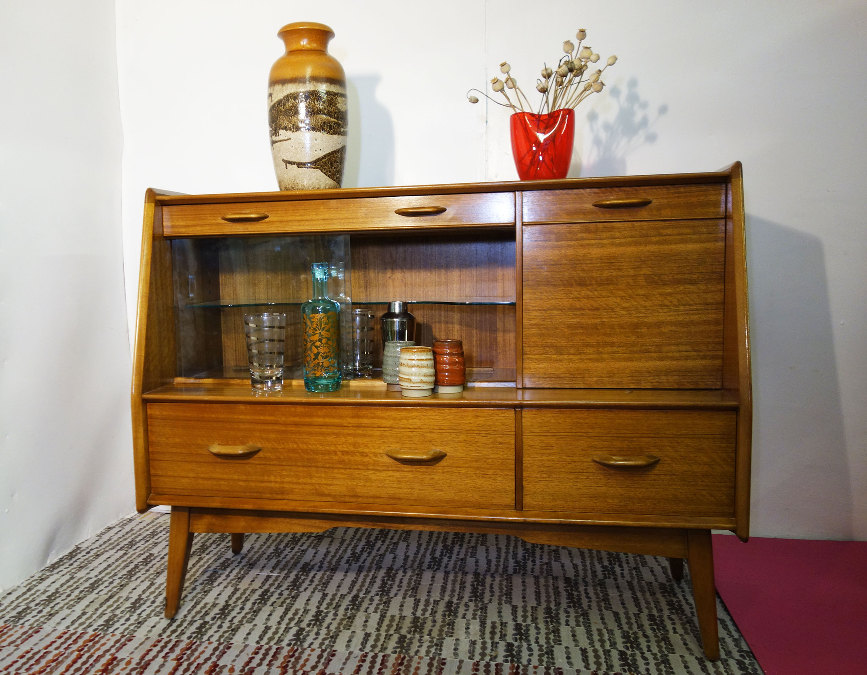 E Gomme (G Plan) Sideboard Display Cocktail Cabinet Designed By Vb Wilkins