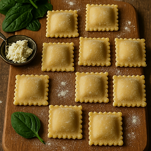 Homemade ravioli ricotta and spinach ( serve 2 pp)
