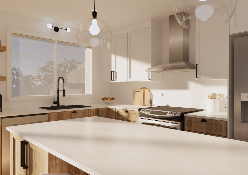 Cuisine avec grande fenêtre