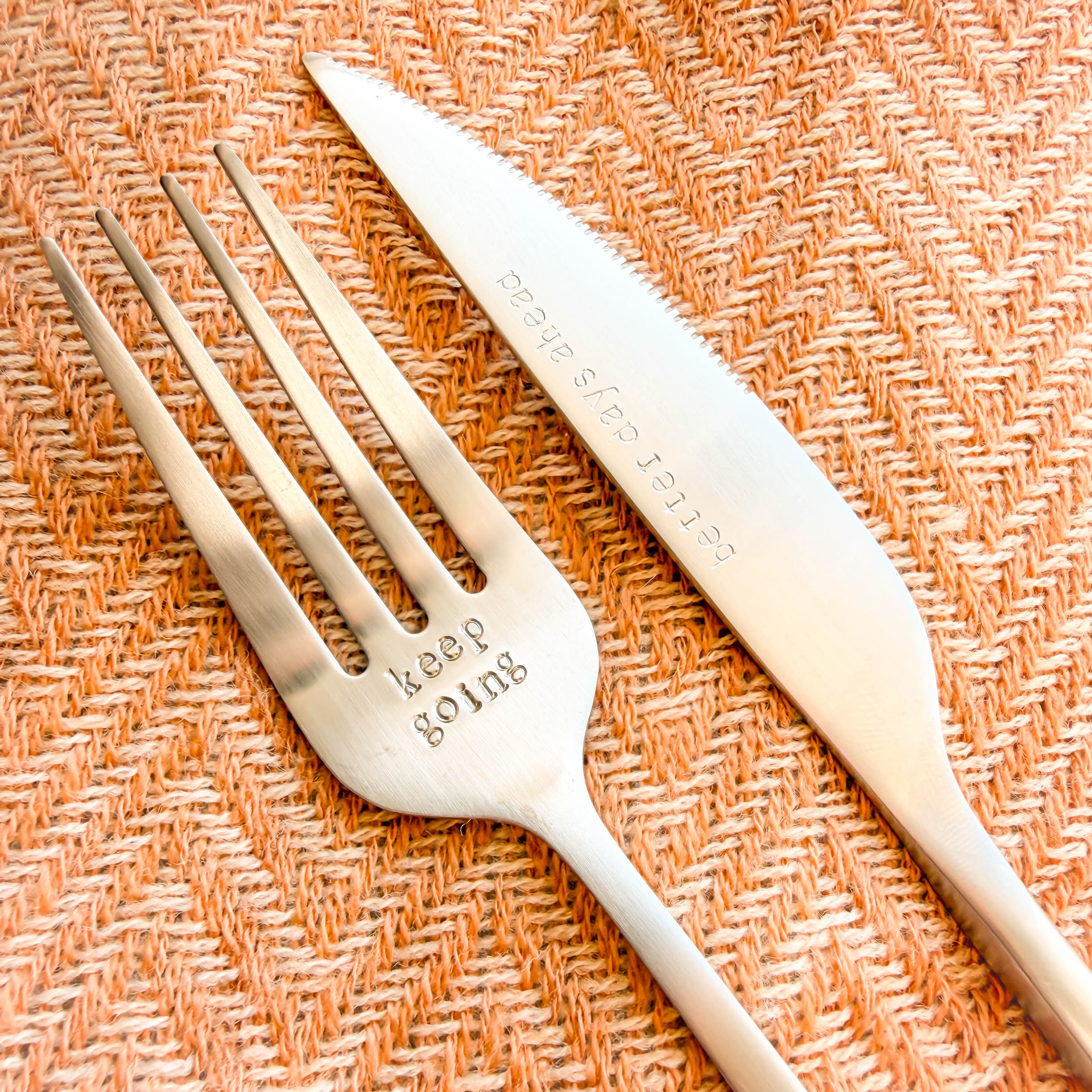 'Keep going/Better days ahead' cutlery set
