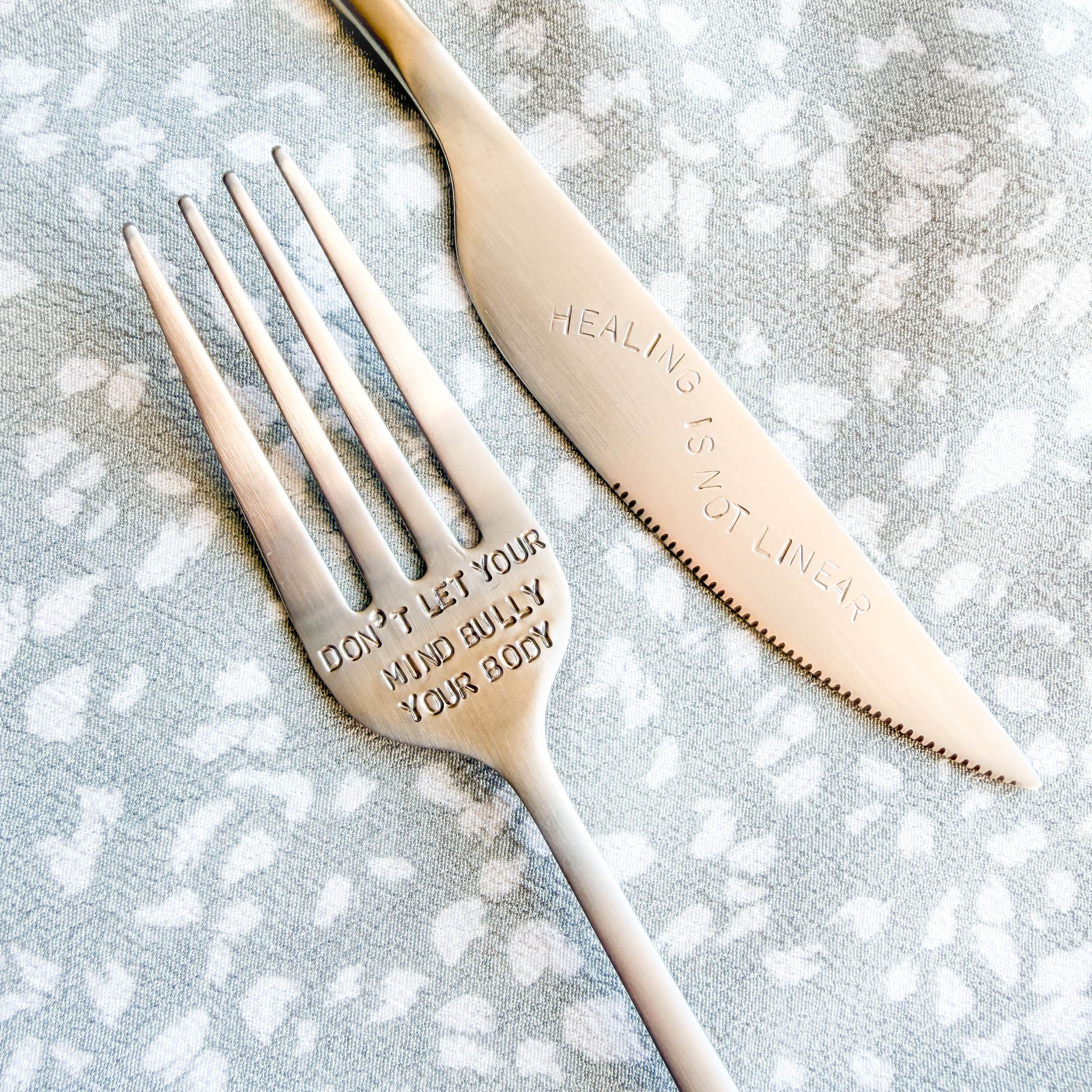 'Don't let your mind/Healing is not linear' cutlery set