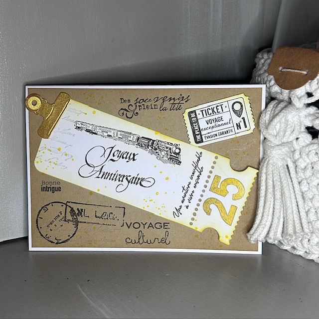Carte Joyeux anniversaire 25 ans, style vintage