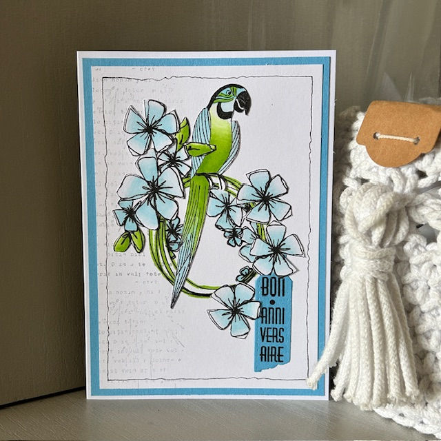 Carte Bon Anniversaire avec un grand perroquet