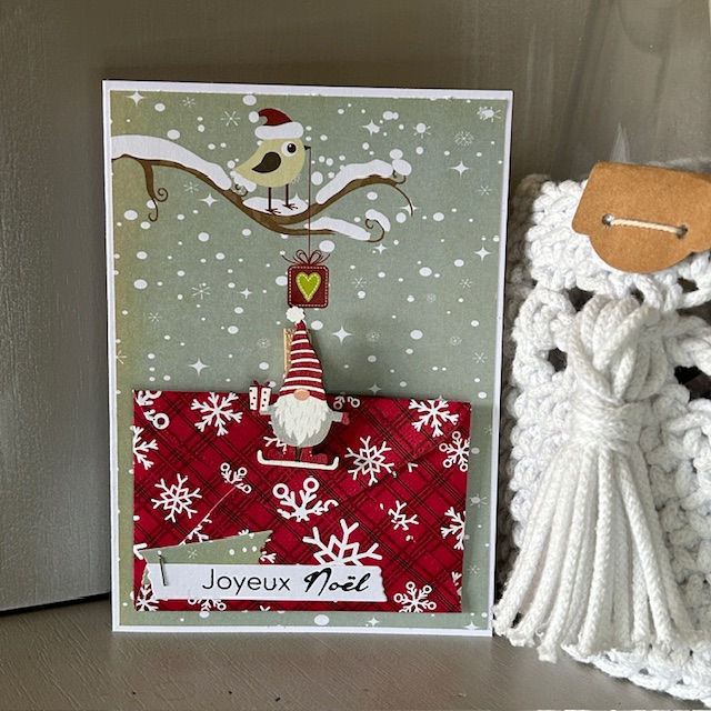 Carte Joyeux Noël avec pochette cadeau