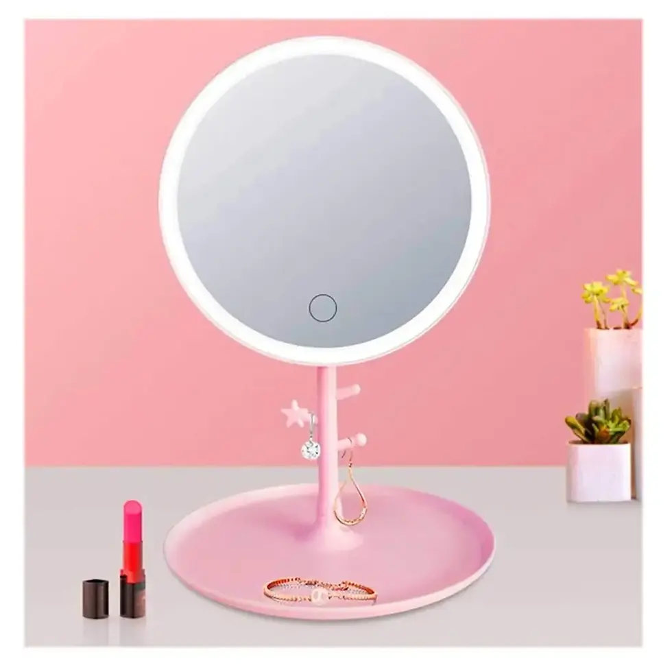 Thumbnail: USB Smart Touch Control Lighted Vanity Stand Up Desktop Ring Light 180 Degree Ro