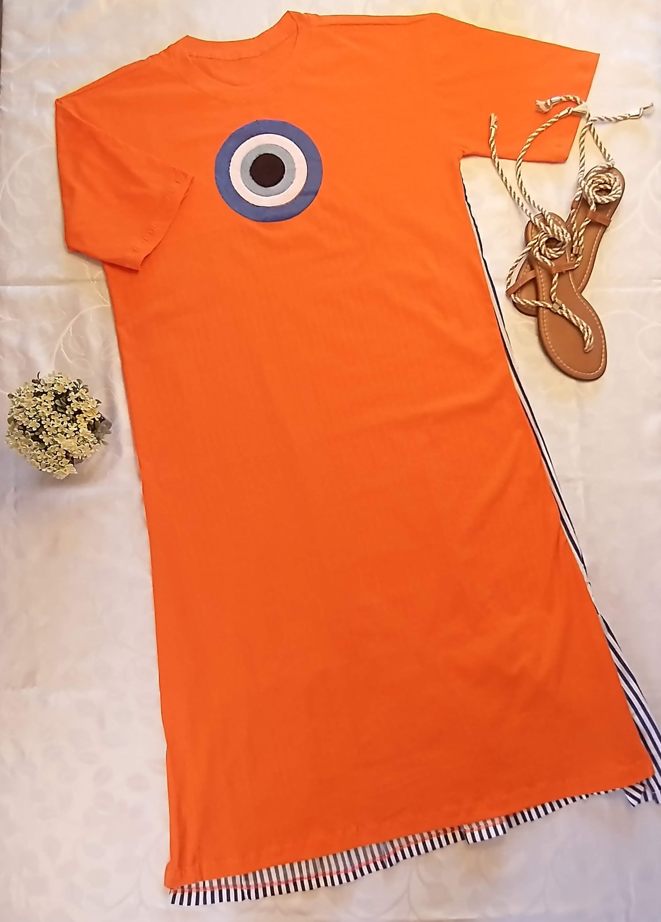 Vestido fio 30 com tricoline