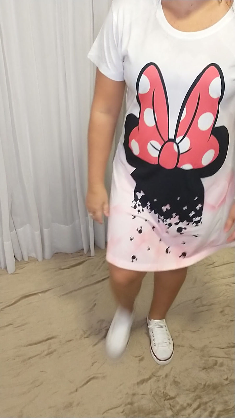 Miniatura: Moda Pop - Vestido T-Shirt Mesclado Estampa Minnie Mouse