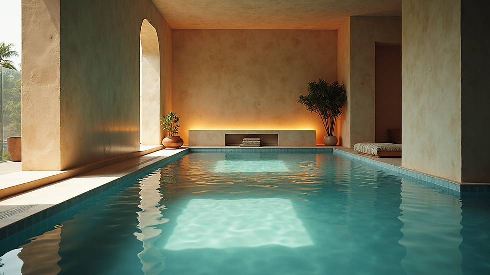 High angle view of a tranquil spa setting
