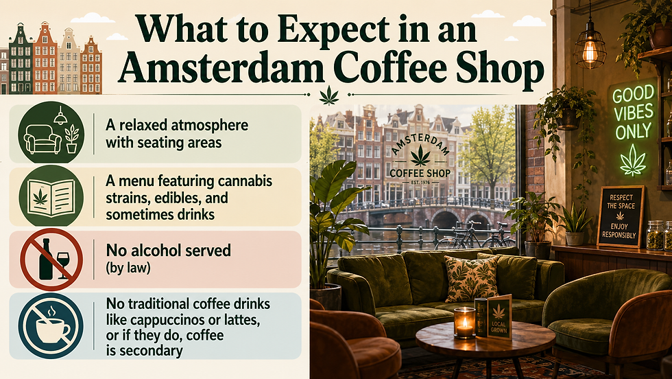 Understanding Amsterdam's Coffee Shops: Relaxed atmospheres with cannabis menus and no alcohol, differing greatly from traditional cafés.