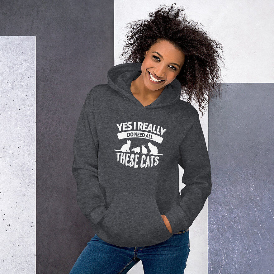 Thumbnail: funny hoodie sweat shirt crazy cat lady yes i really do need all of these cats sweatshirt cat lover