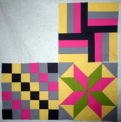 Modern Solids Quilt Along - 3 blocks so far