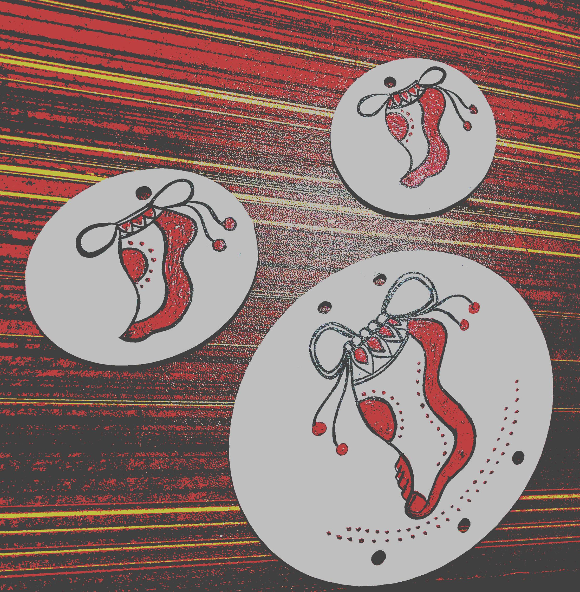 Handpainted Pendent and Earring Set