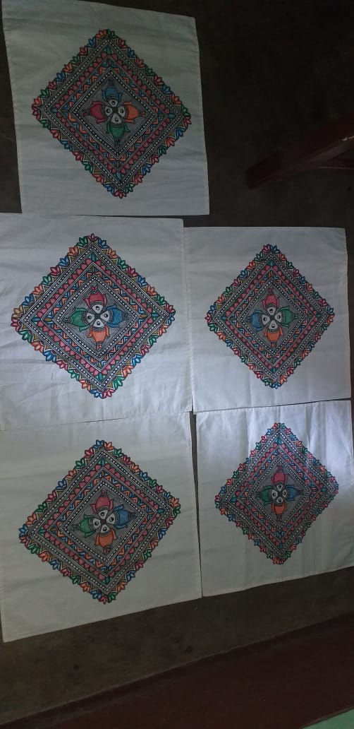 Thumbnail: Cushion cover in Madhubani Style