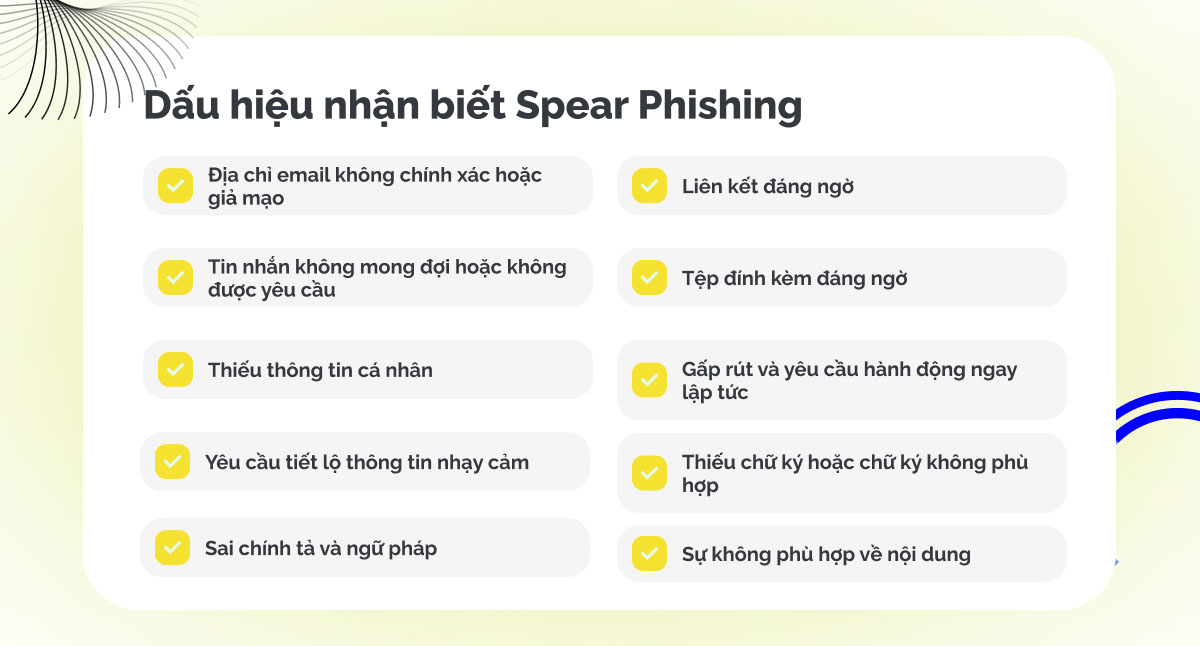 Dấu hiệu nhận biết của Spear Phishing