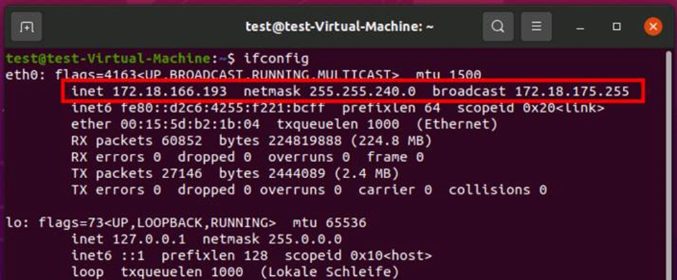 Cách tìm IP Broadcast hệ điều hành ubuntu 20.04