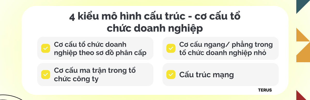 4 kiểu mô hình cấu trúc - cơ cấu tổ chức doanh nghiệp phổ biến nhất
