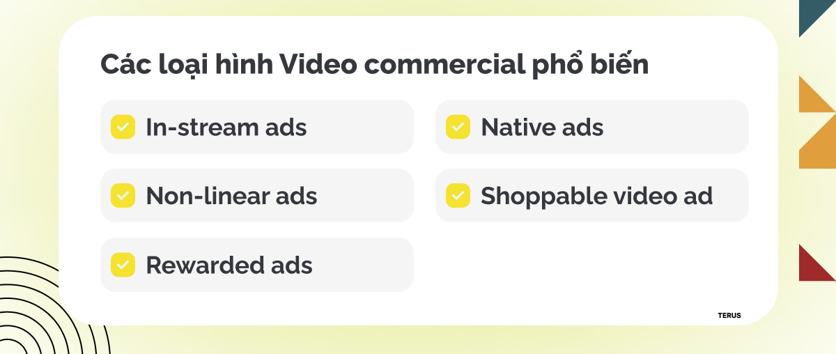 Các loại hình Video commercial phổ biến
