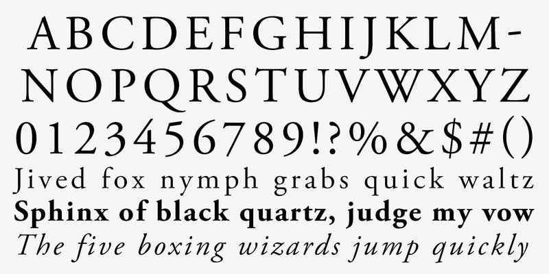 Toàn bộ font chữ Garamond khi xuất hiện