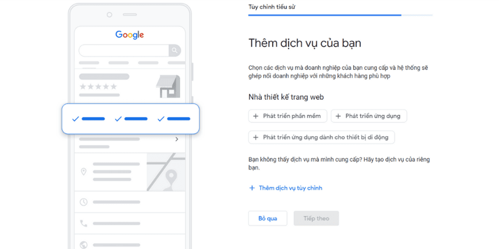 Chọn dịch vụ cung cấp