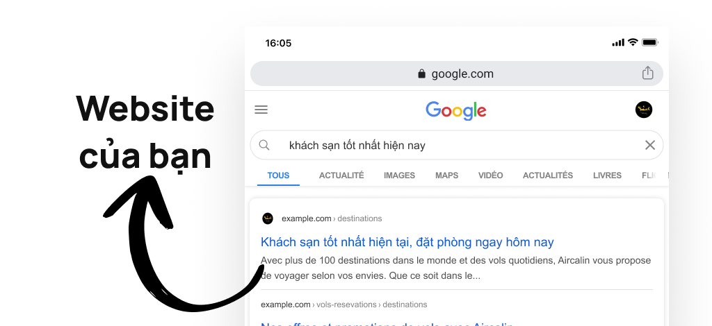 website đạt thứ hạng cao trong Google Maps