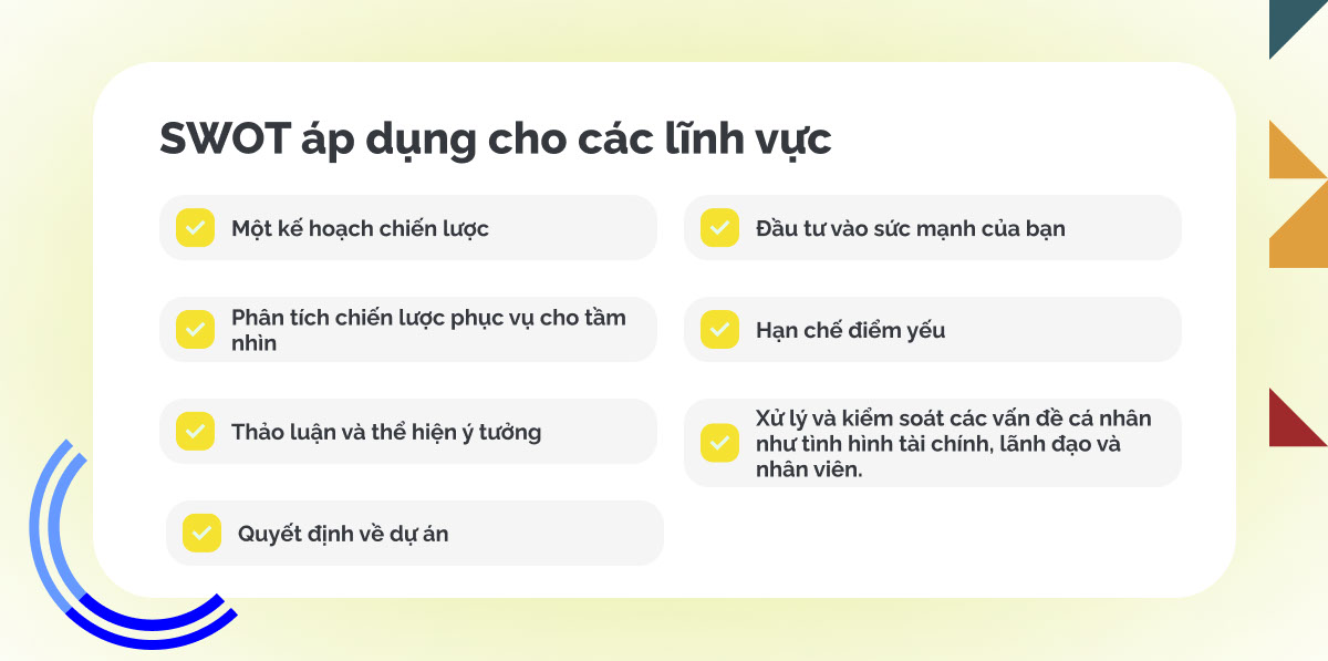 những điều kiện có thể sử dụng SWOT