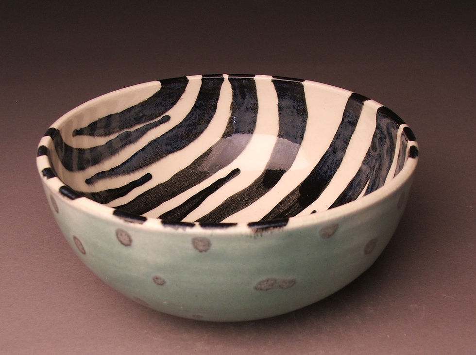 Zebra Print and Blue Polka Dot Bowl