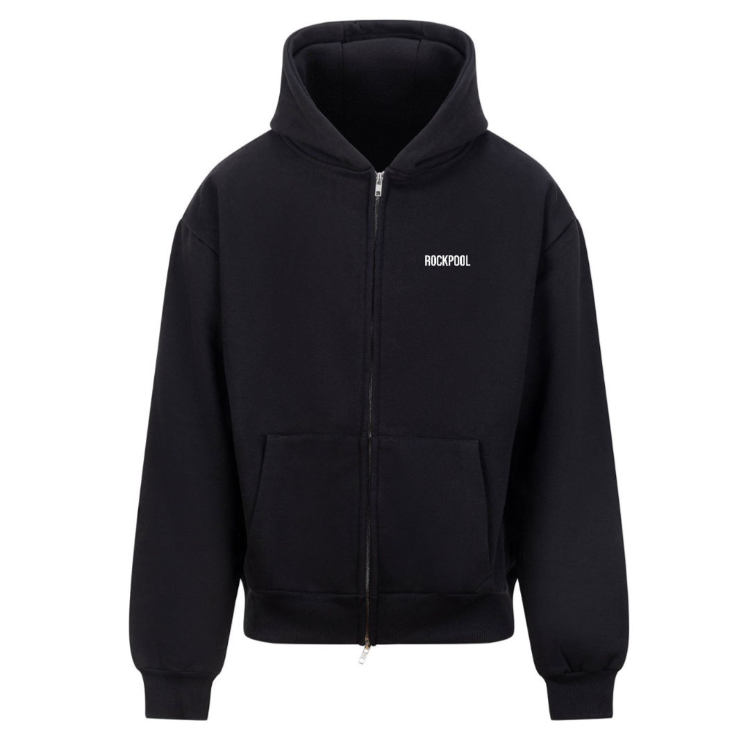 Heavyweight Boxy Zip Hoodie Black