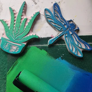 Aloe and Dragonfly printing blocks