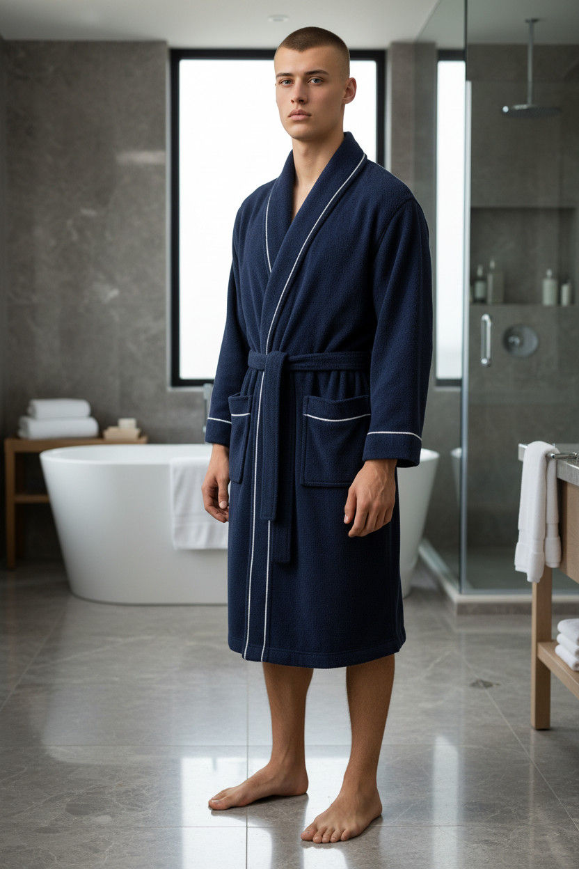 Küçük resim: %100 Pamuklu Laodikeia Kimono Erkek Bornoz