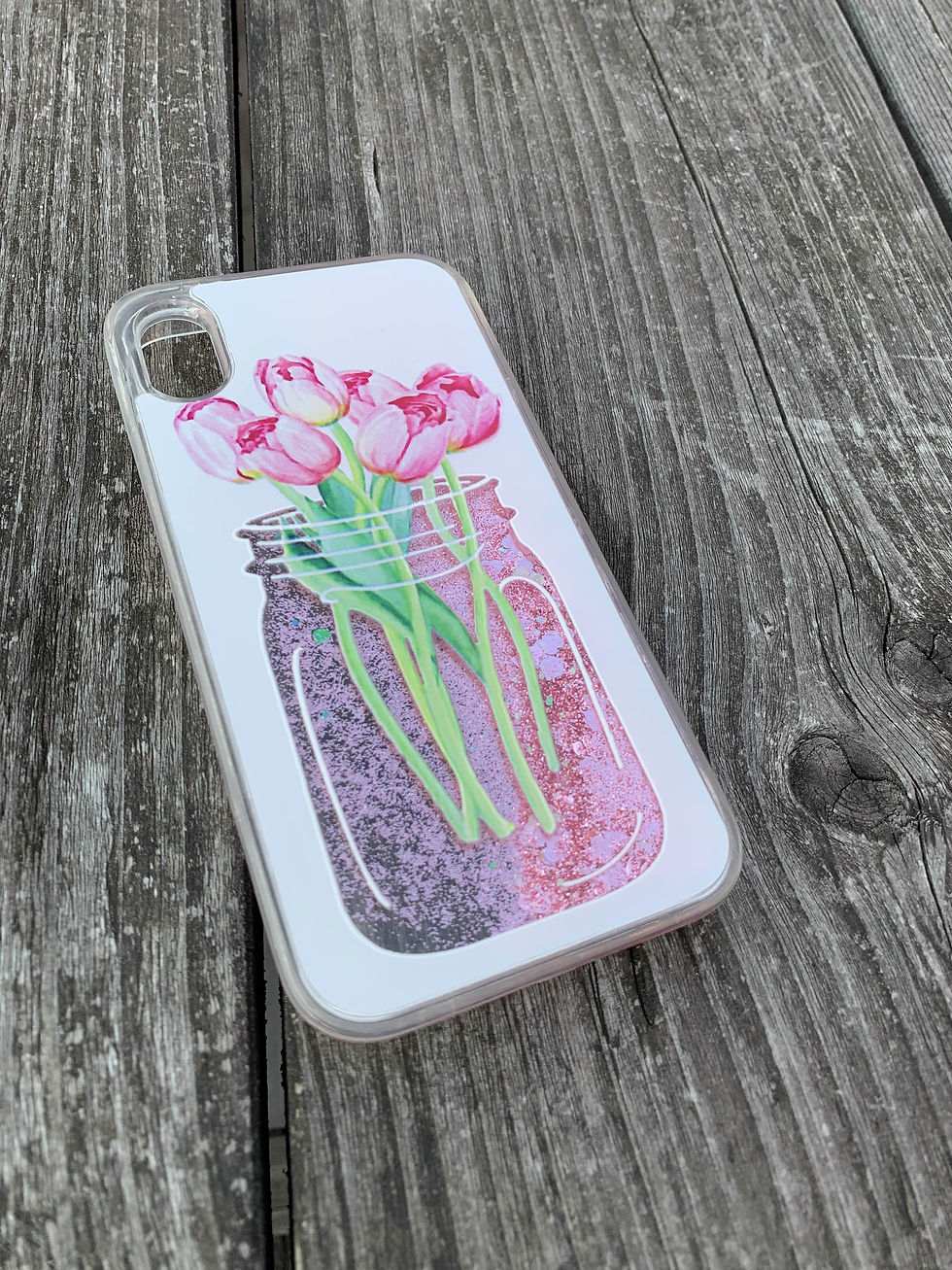 Thumbnail: White Rose Glitter Tulips Flower iPhone Case for iPhone XR