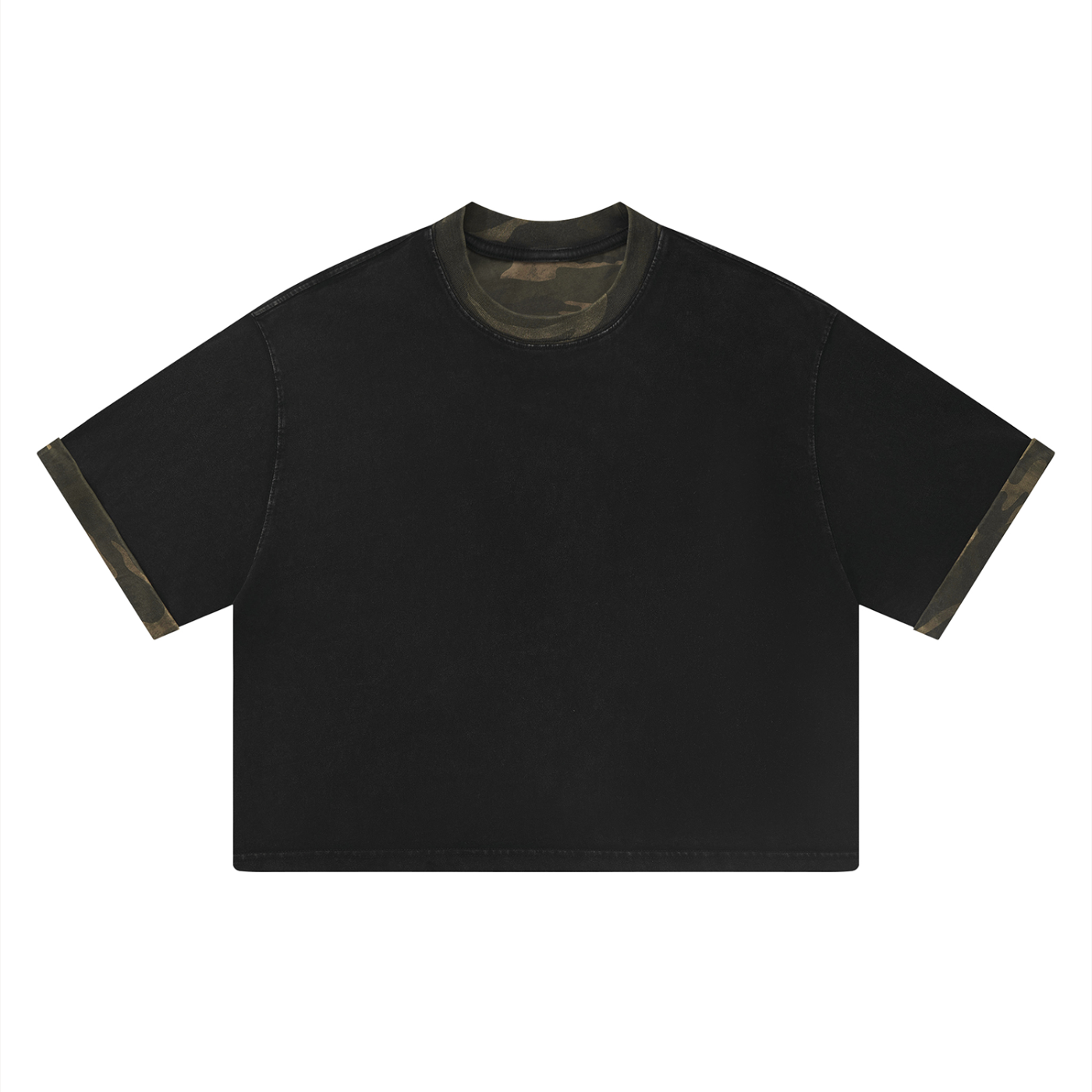 411 Washed Camo Panel Boxy Tee