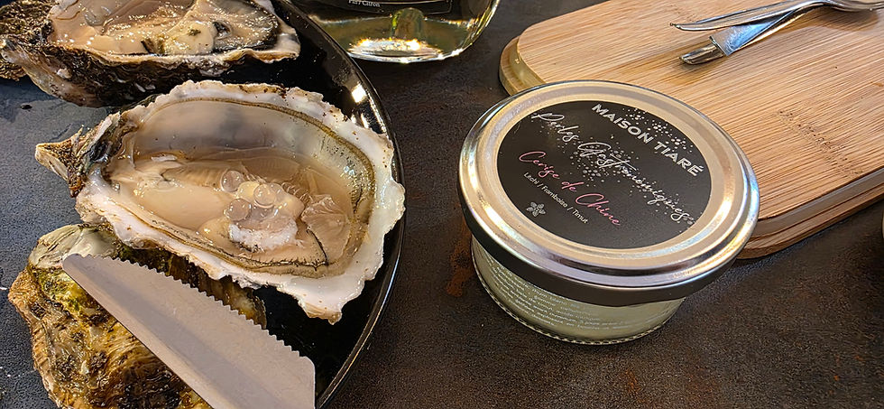 Perle gastronomique en accord avec des huitres