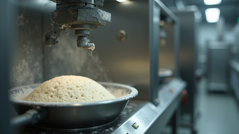 Close-up view of a dough kneading machine's control panel