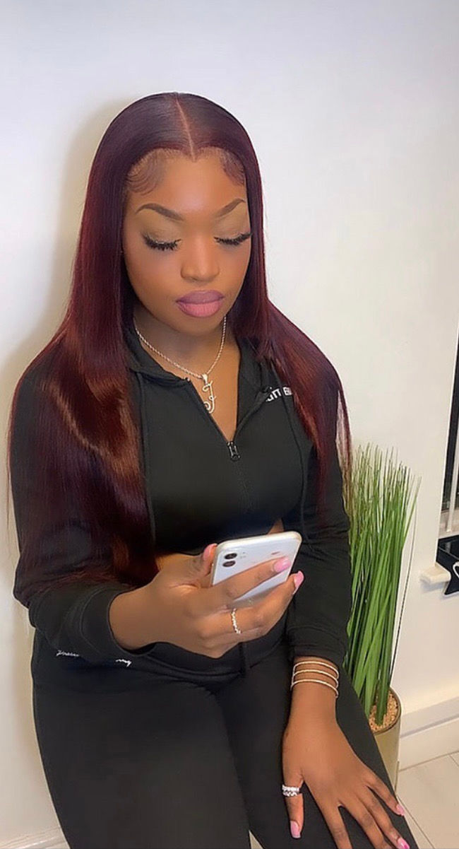 'BURGUNDY BLISS'  VIRGIN HAIR WIG