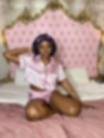 Thumbnail: DOUBLE SATIN REVERSABLE BONNET AND HEADBAND COMBO