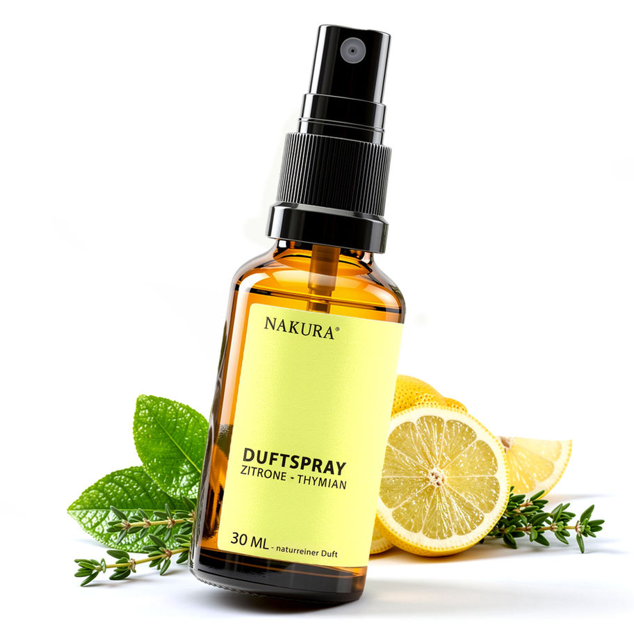 NAKURA ZITRONE-THYMIAN Raumspray 30 ml mit Zitrone und Thymian – frischer naturreiner Raumduft