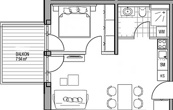 Floor plan N°17 Adler Apartments Sasbachwalden, holiday apartment in the Black Forest, holiday with family and dog, living TIMELESS