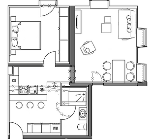 Floor plan N°23 Adler Apartments Sasbachwalden, holiday apartment in the Black Forest, holiday with family and dog, living TIMELESS
