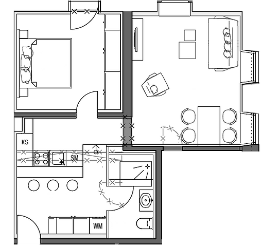 Floor plan N°23 Adler Apartments Sasbachwalden, holiday apartment in the Black Forest, holiday with family and dog, living TIMELESS