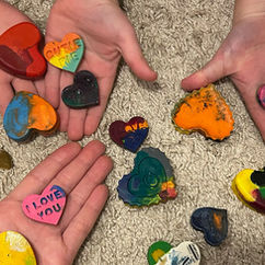 crayon hearts for Valentine's Day made at The Craft Room NJ